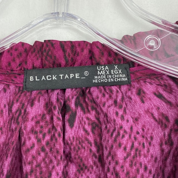 Black Tape Womens Plus Size X Ruffled Dress Magenta Snake Print Blouson Sleeve - Picture 6 of 12